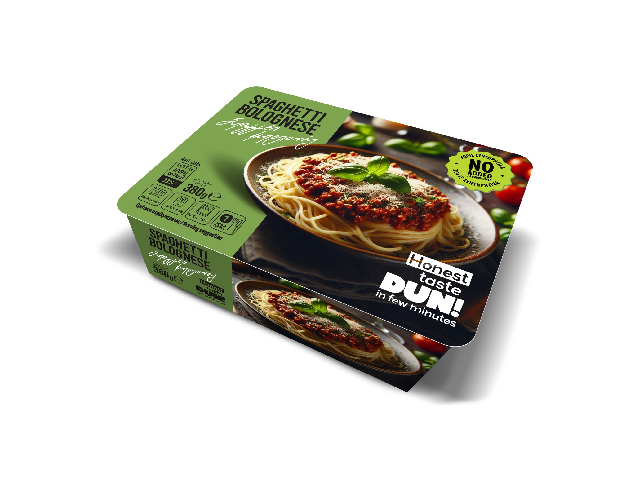 Spaghetti bolognese · 380 g in its DUN! pack