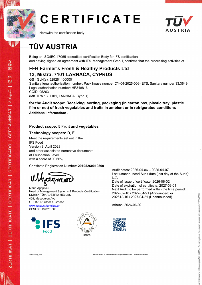 Preview of Aradippou IFS Food certificate
