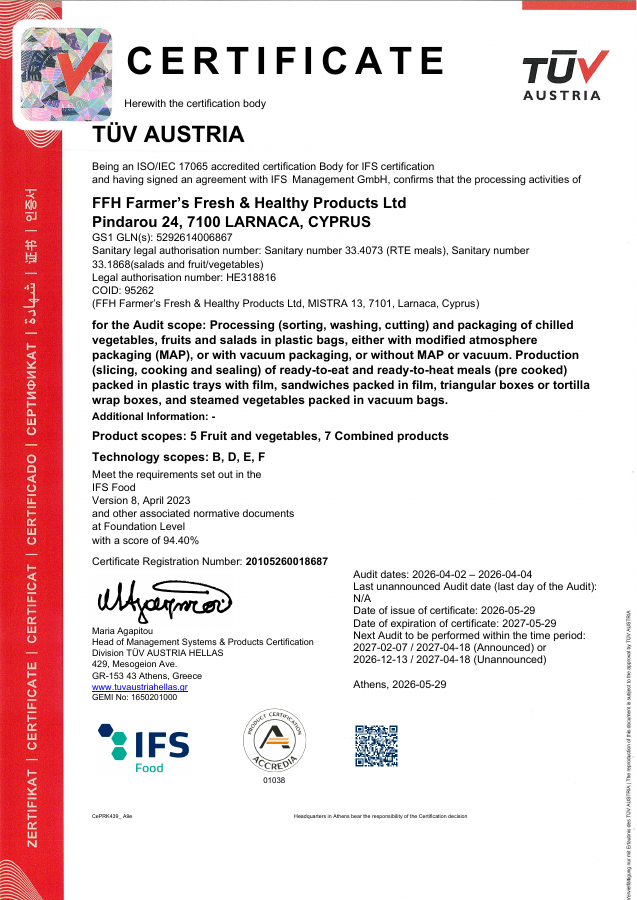 Preview of Dromolaxia IFS Food certificate